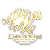 新しいMrとMrs(名前、日付、会場の追加)金ゴールド シール (正面)