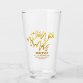 新しいMrとMrs(名前、日付、会場の追加)金ゴールド タンブラーグラス (正面)