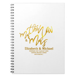 新しいMrとMrs（名前、日付、会場の追加）金ゴールド ノートブック