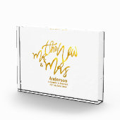 新しいMrとMrs(名前、日付、会場の追加)金ゴールド フォトブロック (右)