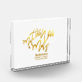 新しいMrとMrs（名前、日付、会場の追加）金ゴールド フォトブロック (左)