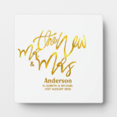 新しいMrとMrs(名前、日付、会場の追加)金ゴールド フォトプラーク (正面)