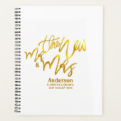 新しいMrとMrs（名前、日付、会場の追加）金ゴールド プランナー手帳 (正面)