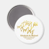 新しいMrとMrs(名前、日付、会場の追加)金ゴールド マグネット (正面/裏面)