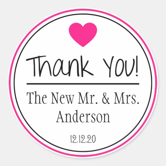 新しいmrに感謝そしてミセス(ホットピンク/ブラック) ラウンドシール (正面)