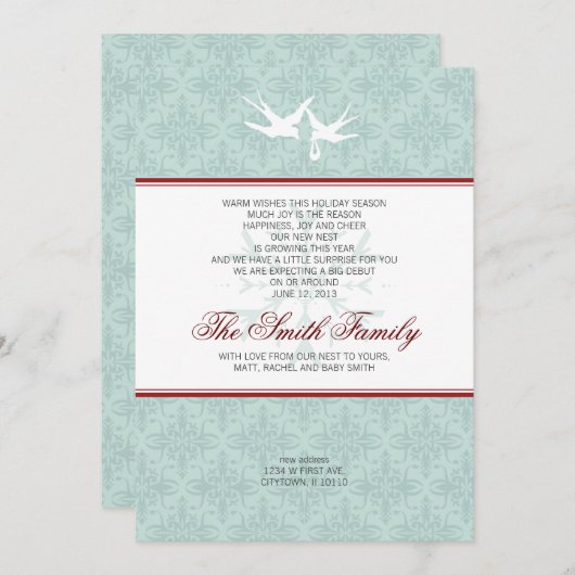 新しいNESTアドレス誕生のお知らせホリデーカード シーズンカード (正面/裏面)