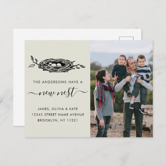 新しいNest Homeアドレスの変更の写真の移動 案内ポストカード (正面/裏面)