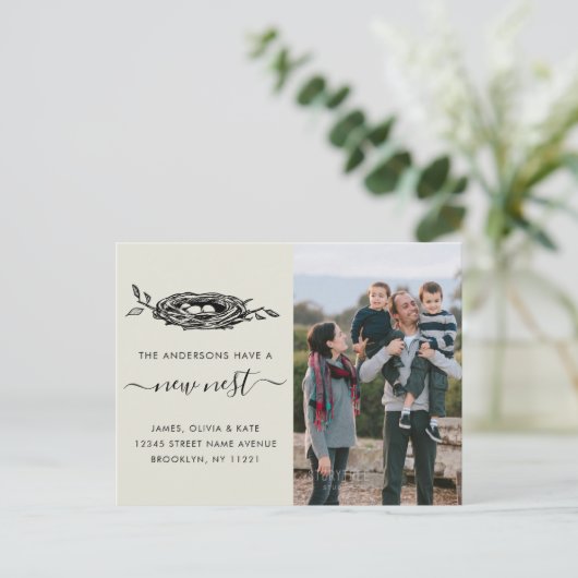 新しいNest Homeアドレスの変更の写真の移動 案内ポストカード (スタンド正面)