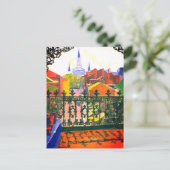 新しいO)Rレンドクォーターフランスのバルコニー葉書 ポストカード (スタンド正面)