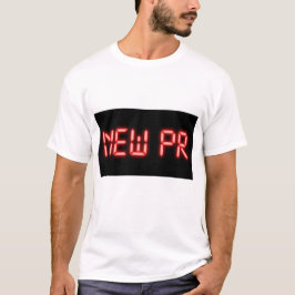 新しいPRランニングマイルストーン 赤いネオン デジタルエフェクト Tシャツ