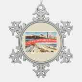 新しいSmyrnaのビーチのフロリダFL古い旅行記念品 スノーフレークピューターオーナメント (正面)