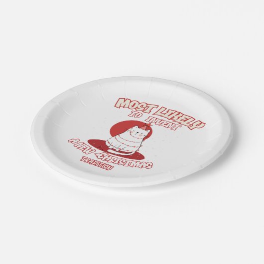 新しおもしろいいクリスマスを思い付く猫 ペーパープレート (アングル)