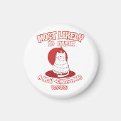 新しおもしろいいクリスマスを思い付く猫 マグネット (正面)