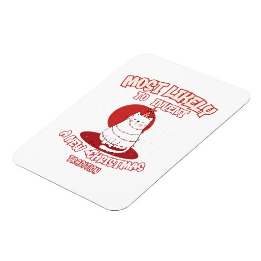 新しおもしろいいクリスマスを思い付く猫 マグネット (左側)