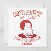 新しおもしろいいクリスマスを思い付く猫 招待状 (裏面)