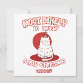 新しおもしろいいクリスマスを思い付く猫 招待状 (正面)