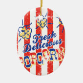 新しくおいしいポップコーンのオーナメント-楕円形 セラミックオーナメント (正面)
