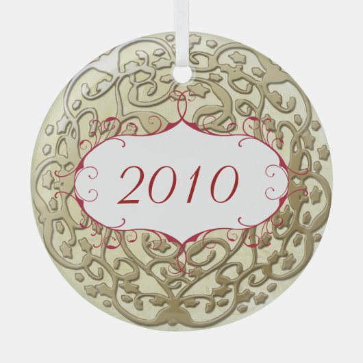 新しくスクロールする結婚初めてのクリスマス ガラスオーナメント (正面)