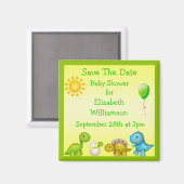 新しく孵化した恐竜が赤ちゃんシャワーの日付を保存 マグネット (正面/裏面)