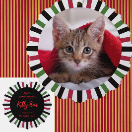 新しく家族に加わった子猫のクリスマス オーナメントカード