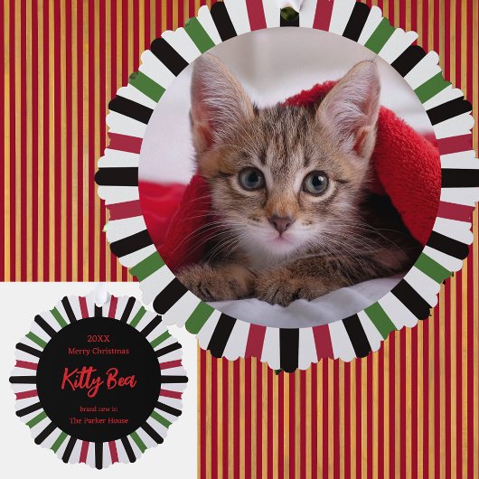 新しく家族に加わった子猫のクリスマス オーナメントカード