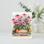 新しく摘んだアスターの花のアート ポストカード (スタンド正面)