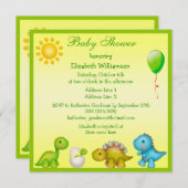 新しく生まれた赤ちゃん恐竜 & 恐竜のベビーシャワー 招待状 (正面/裏面)
