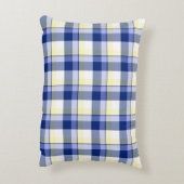 新しく青く黄色いタータンチェック格子縞のアクセントの枕 アクセントクッション (裏面(縦))
