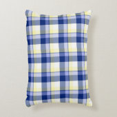 新しく青く黄色いタータンチェック格子縞のアクセントの枕 アクセントクッション (正面(垂直))