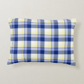 新しく青く黄色いタータンチェック格子縞のアクセントの枕 アクセントクッション (裏面)