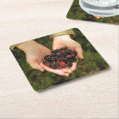 新しく、甘いクワの果実の握り スクエアペーパーコースター (アングル)