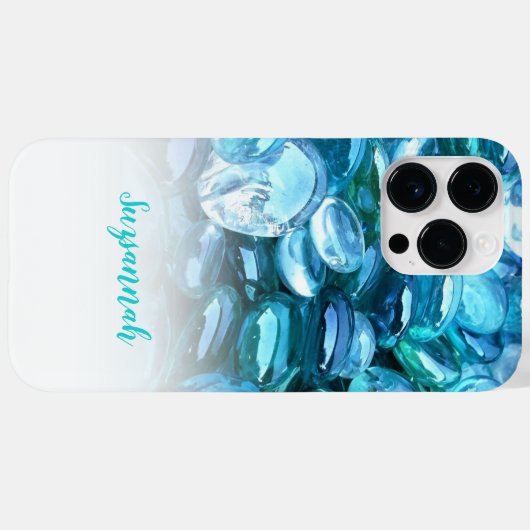 新しパーソナライズされたい青い宝石の名前を追加グラデーション Case-Mate iPhoneケース (裏面 (横))