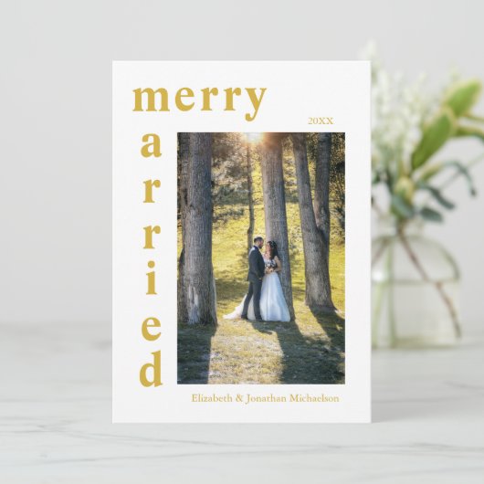新しメリーい結婚した写真クリスマス シーズンカード (スタンド正面)