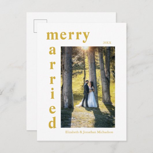 新しメリーい結婚した写真クリスマス シーズンポストカード (正面/裏面)