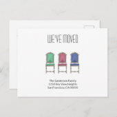 新しモダンいアドレス引っ越しました椅子の移動 案内ポストカード (正面/裏面)