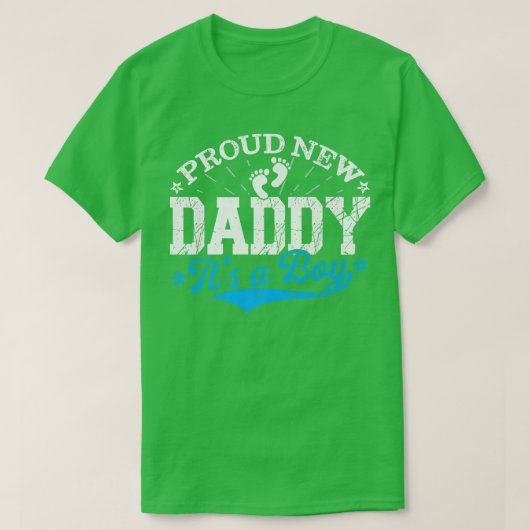 新し動揺してい誇りを持ったパパを見る男の子 Tシャツ (デザイン正面)