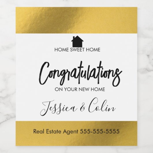 新し実在い家の不動産仲介業者おめでとうございます ワインラベル (シングルラベル)