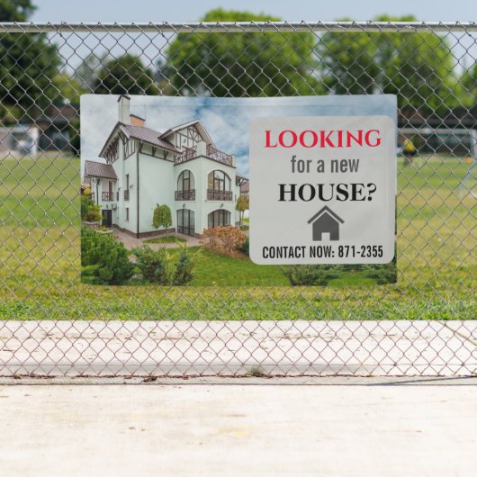 新し実在い家を探しているエステート赤グレー 横断幕 (インサイチュ)