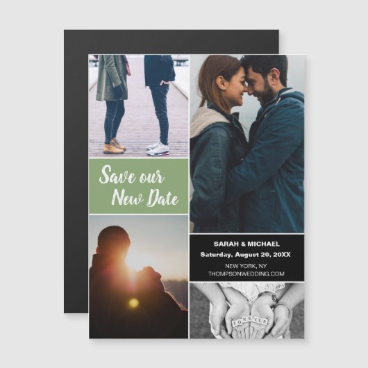 新し救い日の写真を結婚緑に マグネット招待状 (正面/裏面)