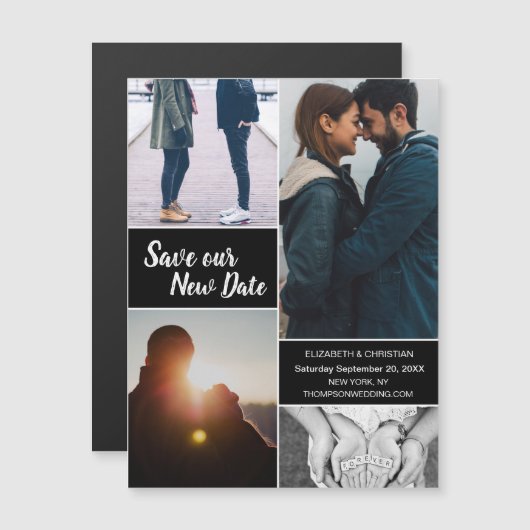 新し救い日付の写真を青に変更 マグネット招待状 (正面/裏面)