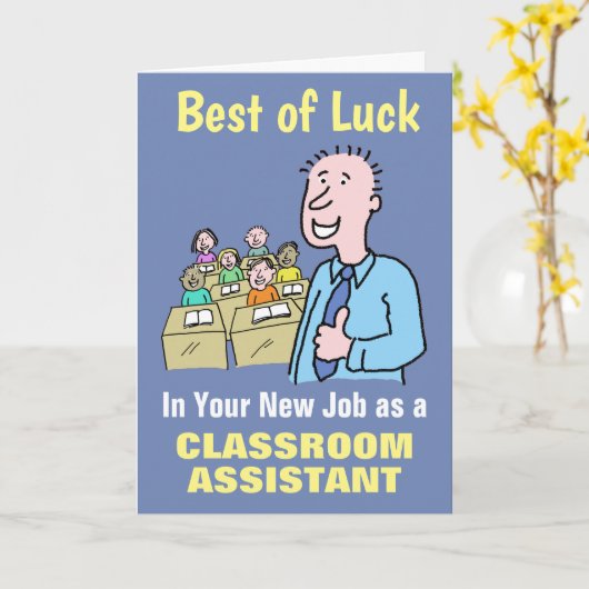 新し最高のい仕事を希望する教室助手 カード (黄色い花)