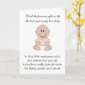 新し生まれい女の子 カード (黄色い花)