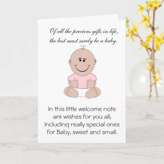 新し生まれい女の子 カード (黄色い花)