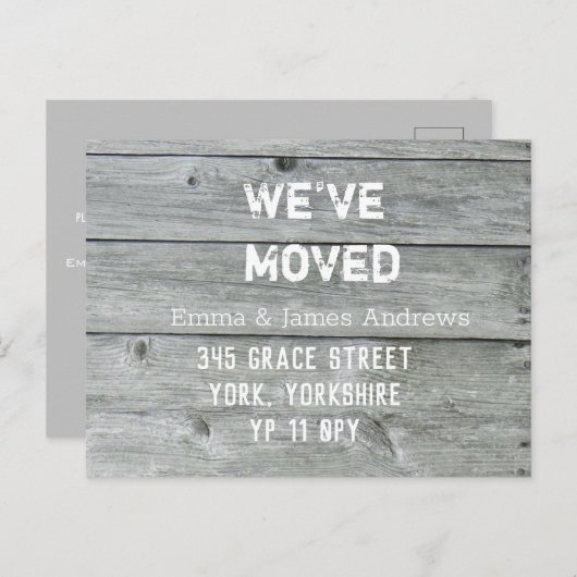 新し素朴い住所のホワイト·アナウンスを変更 案内ポストカード (正面/裏面)