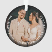 新し結婚い写真結婚した第メリー1回クリスマス オーナメント (裏面)