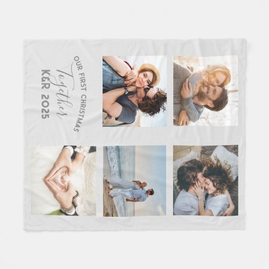 新し結婚い初めてのクリスマスの写真 フリースブランケット (正面(横))