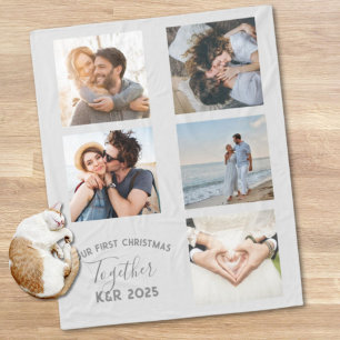 新し結婚い初めてのクリスマスの写真 フリースブランケット