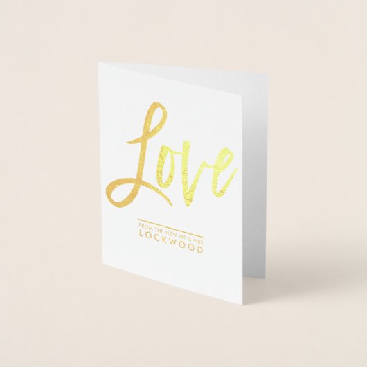 新し結婚い感謝してい手で愛する夫婦 箔カード (正面)