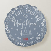 新し結婚い「初めてのクリスマス」結婚した引用文 ラウンドクッション (裏面)