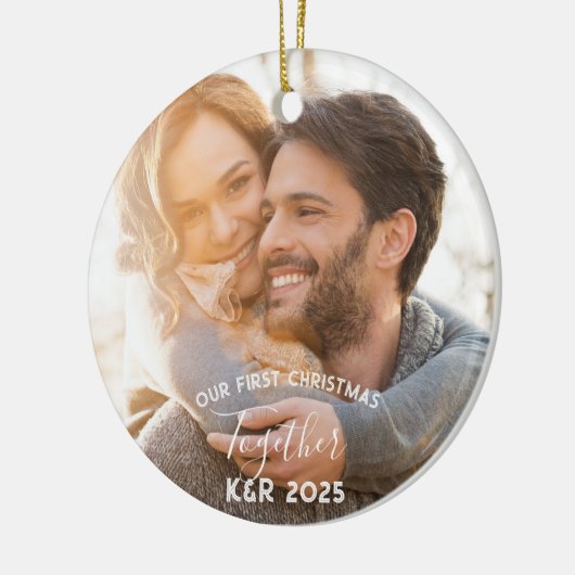 新し結婚く一緒に初めてのクリスマス セラミックオーナメント (左)
